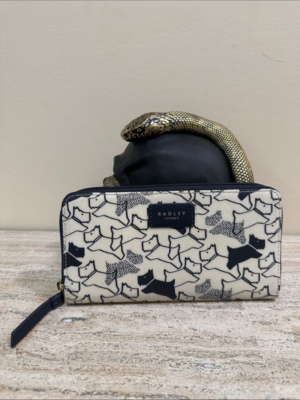 Radley London Black & Ivory Scottie Dog Zip-Around Wallet